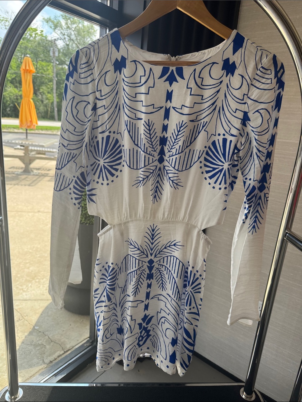 Z Supply White Dress with Bold Blue Print